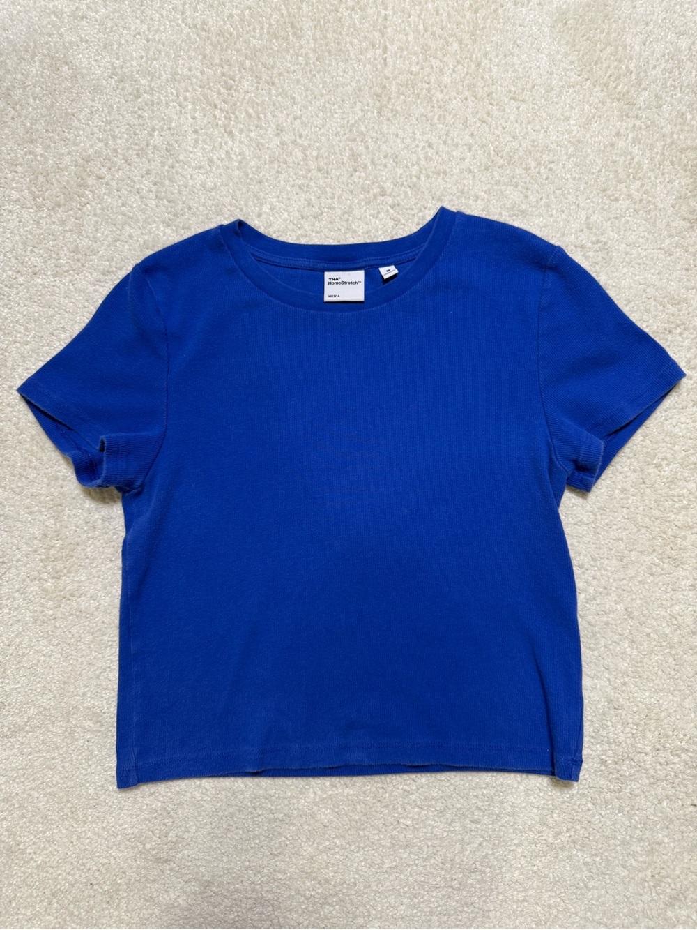 Aritzia TNA HomeStretch Short Sleeve Ribbed Crewneck Tee Cotton Stretch Medium